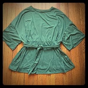 Olive Green Dolman Top with Sash